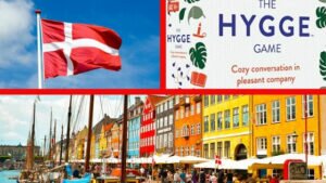 Flag of Denmark, The Hygge Game, colorful buildings in Denmark